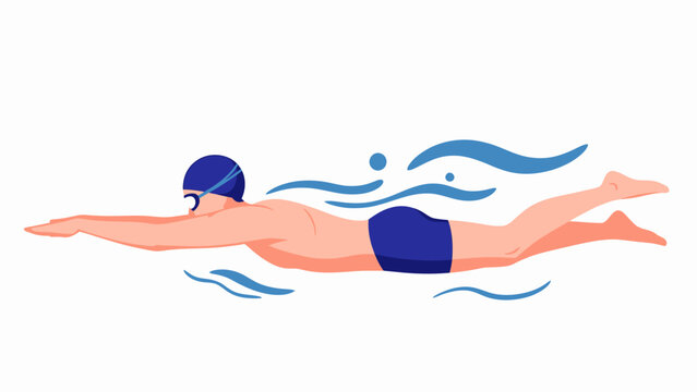 Male swimmer gliding underwater after dive