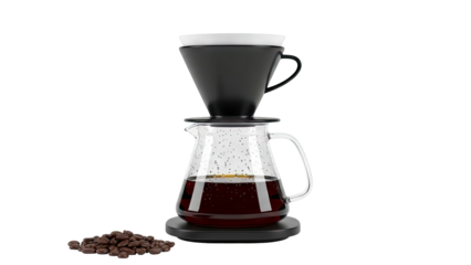 Pour-over coffee maker set with coffee beans