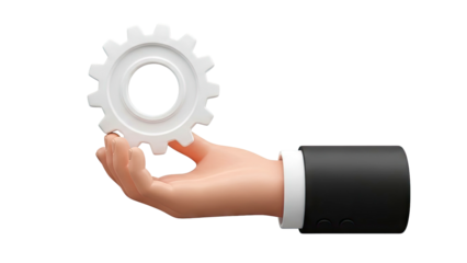 Hand in Suit Holding a Gear