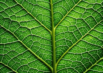 Obraz premium Close-up of a green leaf with prominent veins