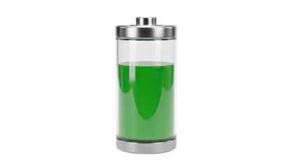 Battery charge indicator with green liquid