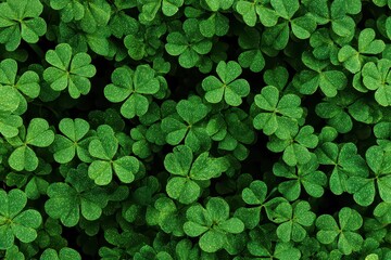 Overhead View of Dense Green Clover Patch with Speckled Yellow Spots in Natural Lighting Filling Frame for Background Use in Nature Concept