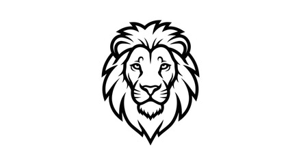 Obraz premium Minimalist Black and White Lion Head Logo Design for Wildlife Conservation and Branding