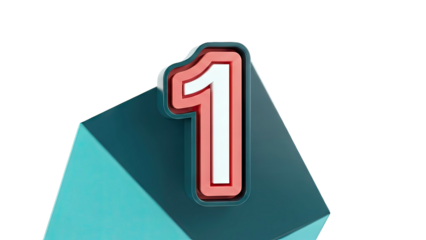 3D Rendered Number 1 on Geometric Shape