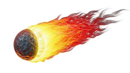 Fiery Comet Streaking Across a White Background