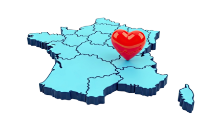 France Map with a Heart Icon