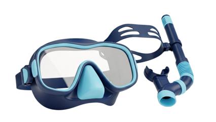 Navy Blue and Light Blue Snorkel Mask and Snorkel Set