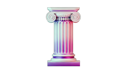 Ionic Column with Pink and Purple Gradient Lighting