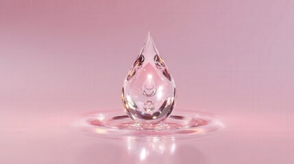 Fototapeta premium Water Drop: A single drop of water, crystal clear, poised in mid-air above a ripple, showcasing the beauty of simplicity and the delicate balance of nature. 