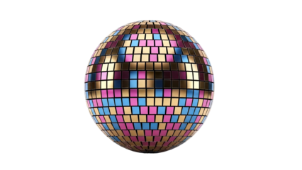 Disco Ball with Pink, Blue, and Gold Squares