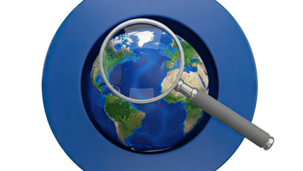Magnifying Glass Over Globe
