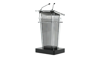 Modern Acrylic Lectern with Microphones