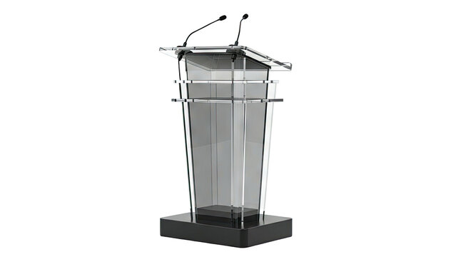 Modern Acrylic Lectern with Microphones