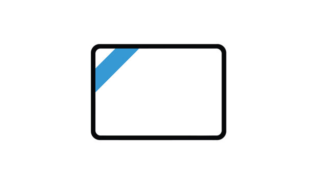 Blank rectangular frame with blue corner accent in modern minimalist style with soft natural lighting for user interface design
