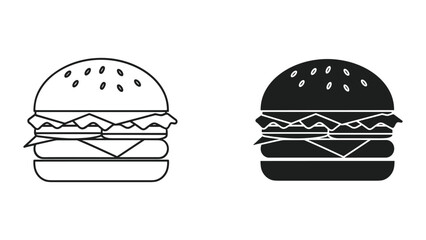 Fototapeta premium Burger illustration with different fill styles