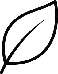 Simple black leaf icon on white background