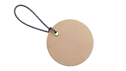 Brown Circular Tag with String and Grommet