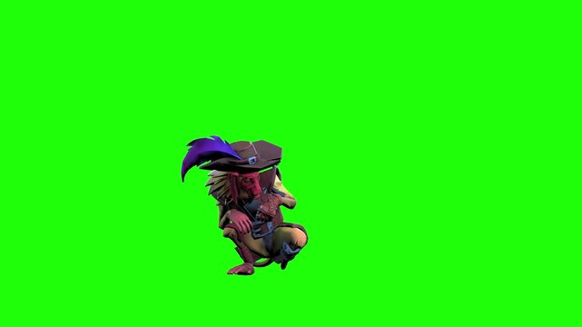 Monkey animal in hat dancing with green screen or chroma key video clip motion background art