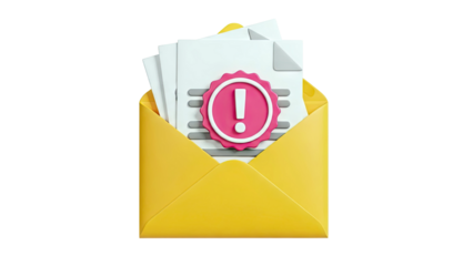 Alert message in envelope