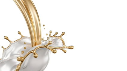 Gold Liquid Pouring into White Splash