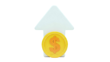 White Upward Arrow with Dollar Coin