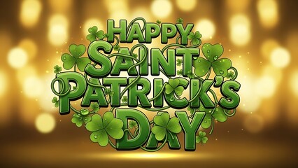 Happy st patrick's day celebration with shamrocks and irish luck