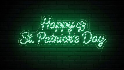 Happy st patrick's day green neon sign lucky irish celebration