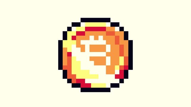 pixel art shining bitcoin looping animation, perfect for your game projects