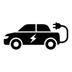 Fototapeta premium Electric Car Charging Station Icon Black and White Vector for EV and Sustainable Transportation Concept