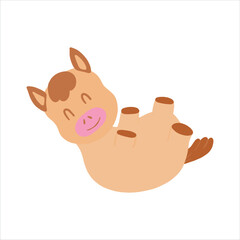 Hand-painted illustration, cute horse for Valentine's Day, birthday, Year of the Horse celebration.