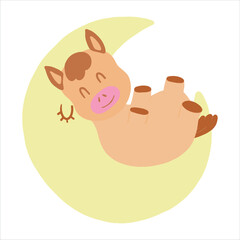 Hand-painted illustration, cute horse for Valentine's Day, birthday, Year of the Horse celebration.