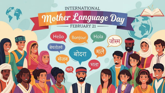 International mother language day celebration with diverse people