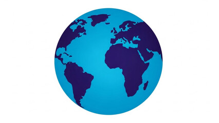 Fototapeta premium Blue globe icon with dark continents on white background global