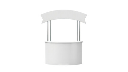 Empty White Promotional Counter with Banner