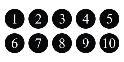 simple bullet point number symbol vector, 1 to 10 bullet point icon set vector.