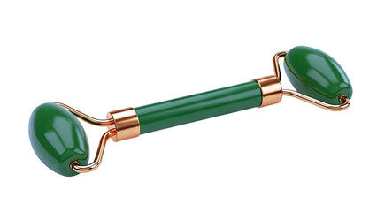 Green Jade Face Roller with Gold Accents