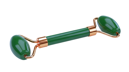 Green Jade Face Roller with Gold Accents