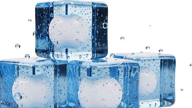 Pile of transparent ice cubes with water droplets - Powered by Adobe