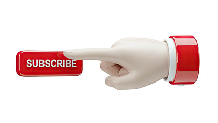Hand pressing a red Subscribe button