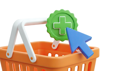 Shopping Cart with Add Button and Cursor Icon