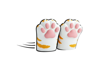 Cute Cartoon Cat Paws with Orange Stripes