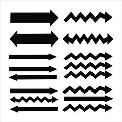 Diverse collection of black arrow designs including straight and zigzag styles