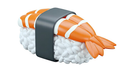 3D Rendering of a Shrimp Nigiri Sushi
