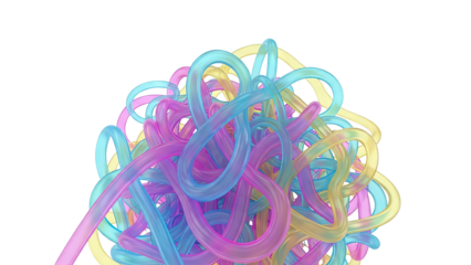 Abstract Tangle of Translucent, Colorful Tubes