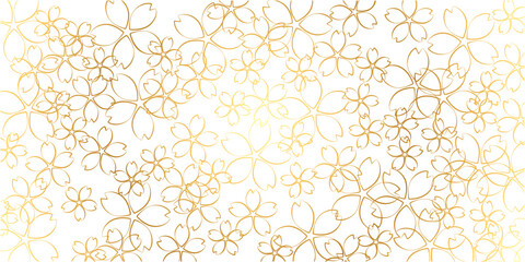 金色の桜の花の背景素材イラスト