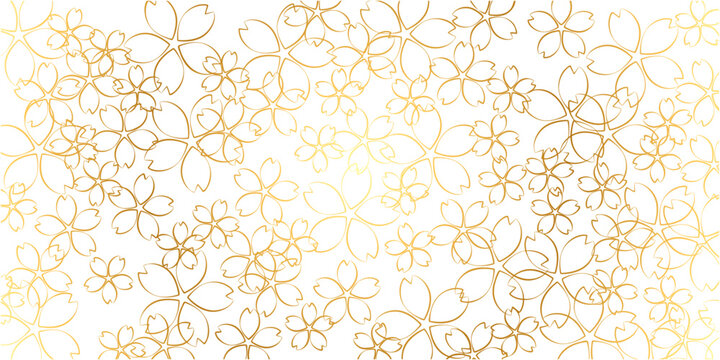 金色の桜の花の背景素材イラスト