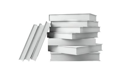 Stack of white books on a white background