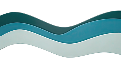 Abstract layered waves in shades of teal and blue