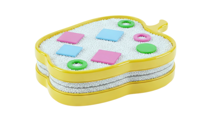 Abstract Object with Geometric Shapes in White Granules