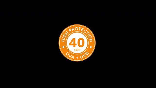 Sun Protection Factor, SPF 30, 40, 50 Solar Creme Badge Rating Animation